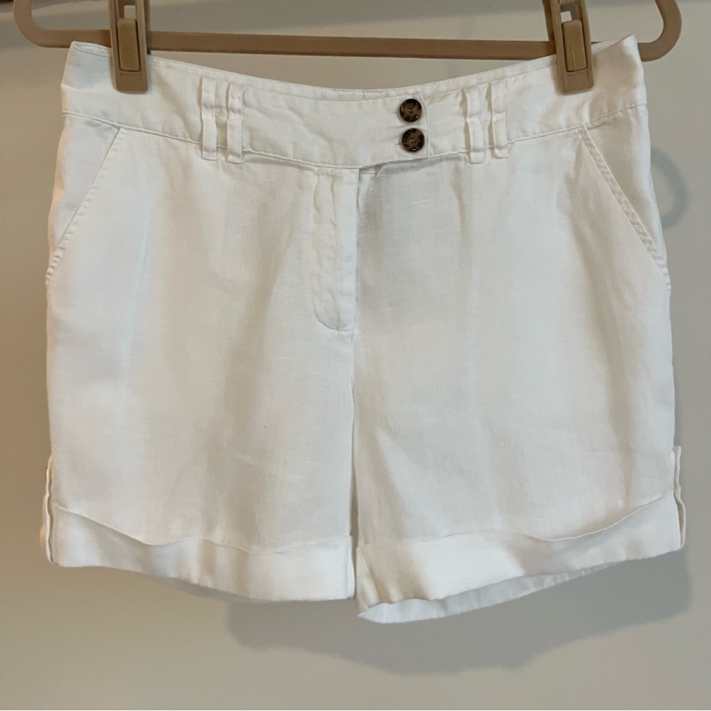 Autograph New York Linen White Bermuda Shorts Classic Summer Style size 4